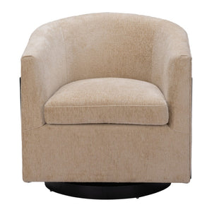 HomeRoots 30" Beige Upholstered Swivel Arm Chair - Modern Comfort for Home, Office & Hospitality Spaces 668782