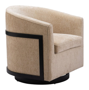 HomeRoots 30" Beige Upholstered Swivel Arm Chair - Modern Comfort for Home, Office & Hospitality Spaces 668782