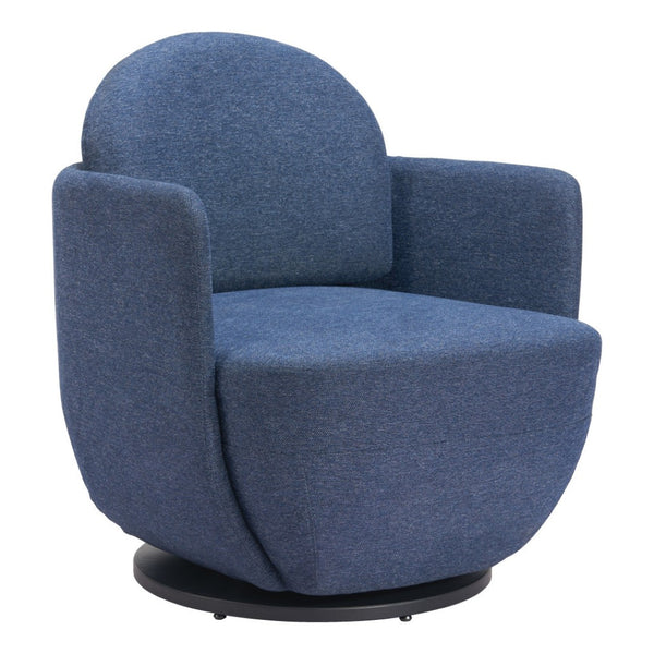 HomeRoots 29" Stylish Blue Upholstered Swivel Arm Chair - Comfort & Versatility for Home or Office Use 668784