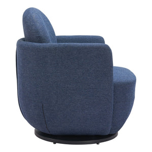 HomeRoots 29" Stylish Blue Upholstered Swivel Arm Chair - Comfort & Versatility for Home or Office Use 668784
