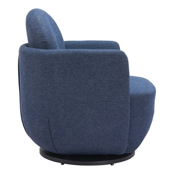 HomeRoots 29" Stylish Blue Upholstered Swivel Arm Chair - Comfort & Versatility for Home or Office Use 668784