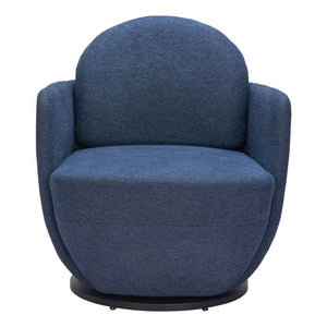 HomeRoots 29" Stylish Blue Upholstered Swivel Arm Chair - Comfort & Versatility for Home or Office Use 668784