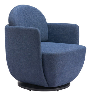 HomeRoots 29" Stylish Blue Upholstered Swivel Arm Chair - Comfort & Versatility for Home or Office Use 668784