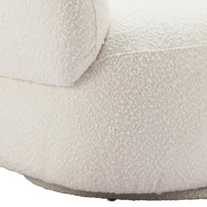 HomeRoots 35" Stylish White Upholstered Swivel Arm Chair – Modern Comfort for Living Rooms, Offices & More 668785