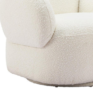 HomeRoots 35" Stylish White Upholstered Swivel Arm Chair – Modern Comfort for Living Rooms, Offices & More 668785