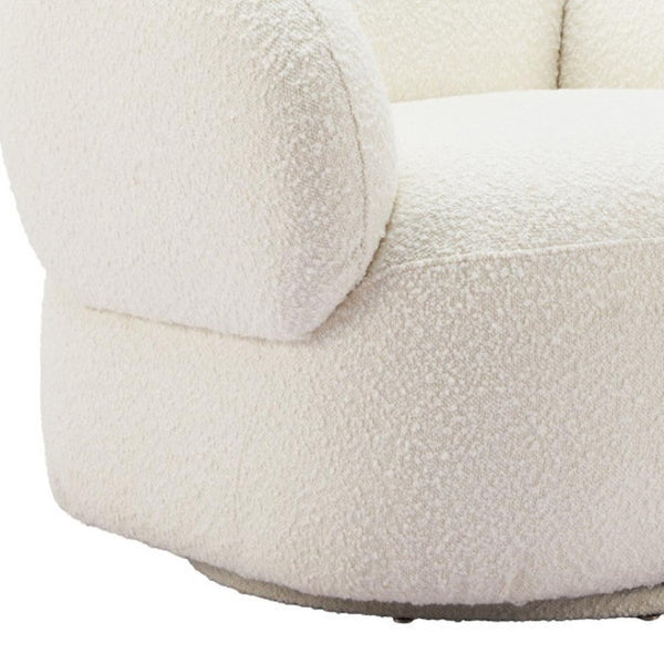 HomeRoots 35" Stylish White Upholstered Swivel Arm Chair – Modern Comfort for Living Rooms, Offices & More 668785