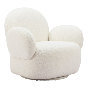 HomeRoots 35" Stylish White Upholstered Swivel Arm Chair – Modern Comfort for Living Rooms, Offices & More 668785