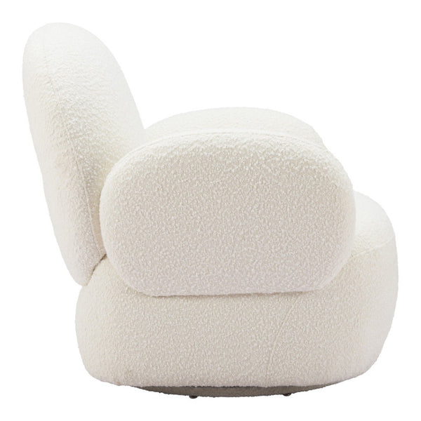 HomeRoots 35" Stylish White Upholstered Swivel Arm Chair – Modern Comfort for Living Rooms, Offices & More 668785