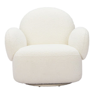 HomeRoots 35" Stylish White Upholstered Swivel Arm Chair – Modern Comfort for Living Rooms, Offices & More 668785