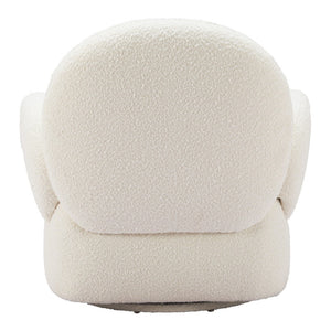 HomeRoots 35" Stylish White Upholstered Swivel Arm Chair – Modern Comfort for Living Rooms, Offices & More 668785