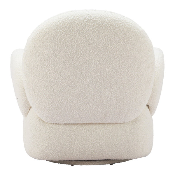 HomeRoots 35" Stylish White Upholstered Swivel Arm Chair – Modern Comfort for Living Rooms, Offices & More 668785