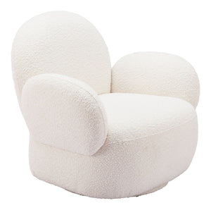HomeRoots 35" Stylish White Upholstered Swivel Arm Chair – Modern Comfort for Living Rooms, Offices & More 668785
