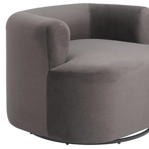 HomeRoots 35" Gray Upholstered Swivel Arm Chair - Stylish Comfort with 360° Motion for Home or Office Use 668786