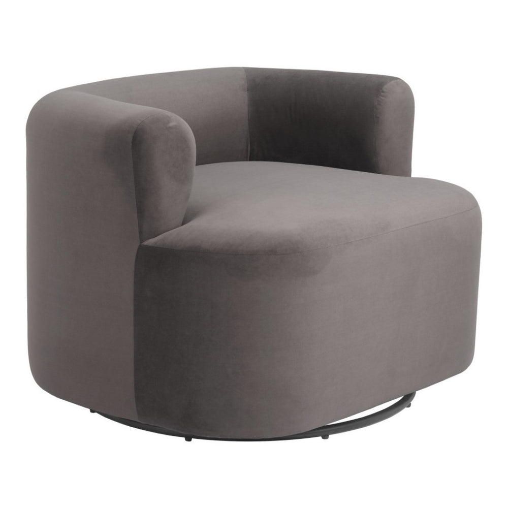 HomeRoots 35" Gray Upholstered Swivel Arm Chair - Stylish Comfort with 360° Motion for Home or Office Use 668786