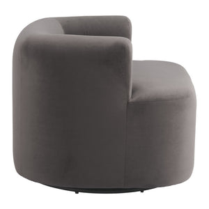HomeRoots 35" Gray Upholstered Swivel Arm Chair - Stylish Comfort with 360° Motion for Home or Office Use 668786