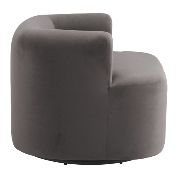 HomeRoots 35" Gray Upholstered Swivel Arm Chair - Stylish Comfort with 360° Motion for Home or Office Use 668786