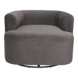 HomeRoots 35" Gray Upholstered Swivel Arm Chair - Stylish Comfort with 360° Motion for Home or Office Use 668786