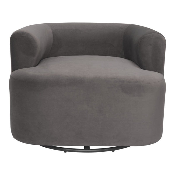 HomeRoots 35" Gray Upholstered Swivel Arm Chair - Stylish Comfort with 360° Motion for Home or Office Use 668786