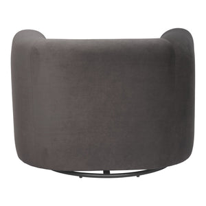 HomeRoots 35" Gray Upholstered Swivel Arm Chair - Stylish Comfort with 360° Motion for Home or Office Use 668786
