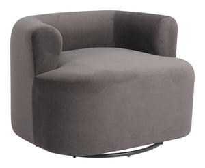 HomeRoots 35" Gray Upholstered Swivel Arm Chair - Stylish Comfort with 360° Motion for Home or Office Use 668786