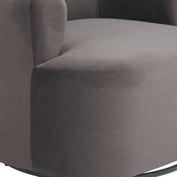 HomeRoots 35" Gray Upholstered Swivel Arm Chair - Stylish Comfort with 360° Motion for Home or Office Use 668786