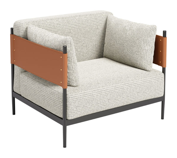 HomeRoots 34" Modern Gray Upholstered Arm Chair - Stylish Comfort for Living Rooms, Offices & Hospitality Spaces 668787