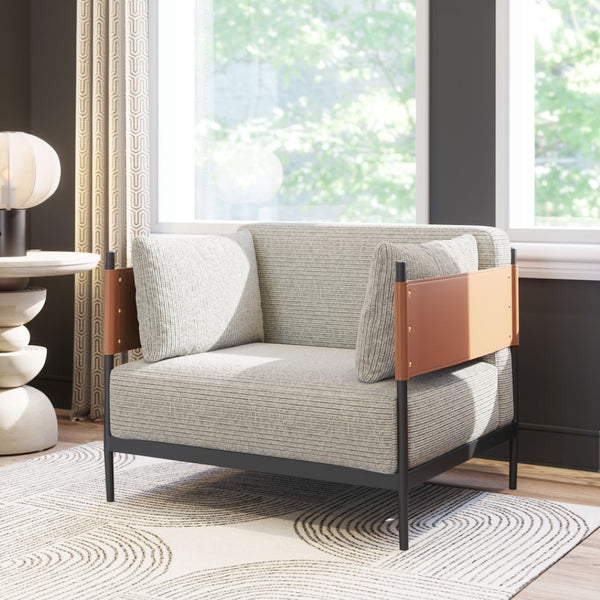 HomeRoots 34" Modern Gray Upholstered Arm Chair - Stylish Comfort for Living Rooms, Offices & Hospitality Spaces 668787