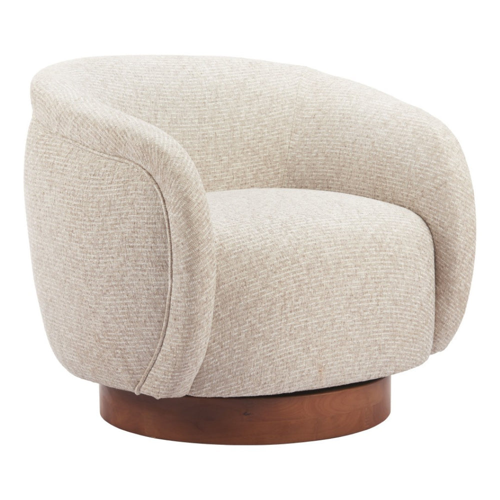 HomeRoots 36" Beige Upholstered Swivel Arm Chair - Modern Comfort & Elegant Design for Home or Office Use 668788