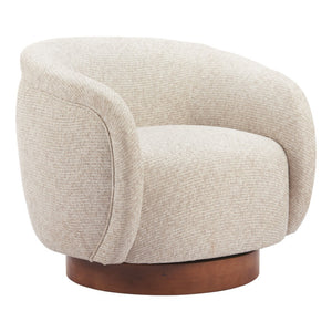 HomeRoots 36" Beige Upholstered Swivel Arm Chair - Modern Comfort & Elegant Design for Home or Office Use 668788