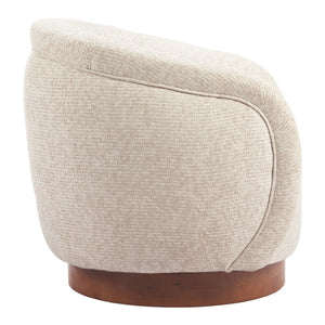 HomeRoots 36" Beige Upholstered Swivel Arm Chair - Modern Comfort & Elegant Design for Home or Office Use 668788