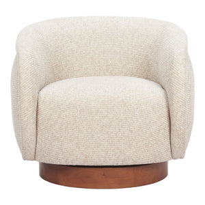 HomeRoots 36" Beige Upholstered Swivel Arm Chair - Modern Comfort & Elegant Design for Home or Office Use 668788