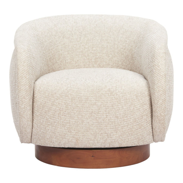 HomeRoots 36" Beige Upholstered Swivel Arm Chair - Modern Comfort & Elegant Design for Home or Office Use 668788