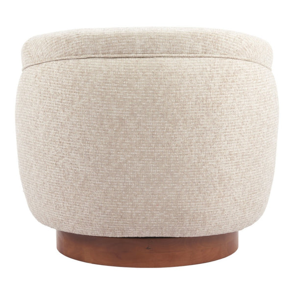 HomeRoots 36" Beige Upholstered Swivel Arm Chair - Modern Comfort & Elegant Design for Home or Office Use 668788