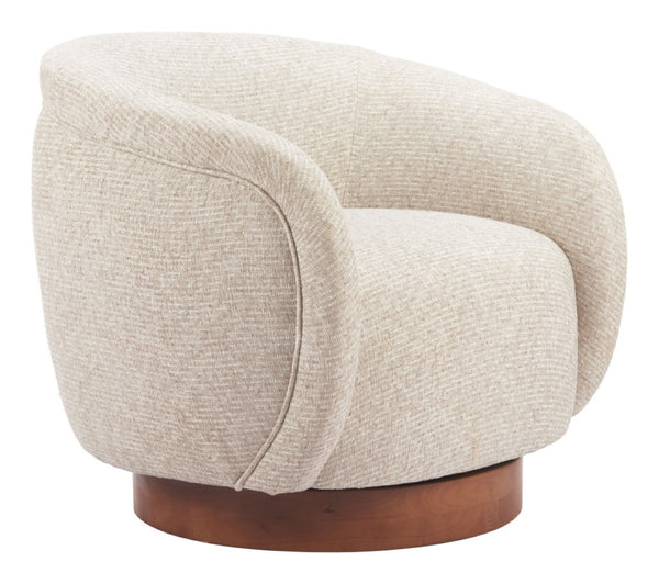 HomeRoots 36" Beige Upholstered Swivel Arm Chair - Modern Comfort & Elegant Design for Home or Office Use 668788