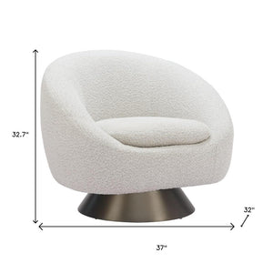 HomeRoots 37" Gray Upholstered Swivel Arm Chair - Modern Comfort with 360° Rotation for Home & Office Use 668789