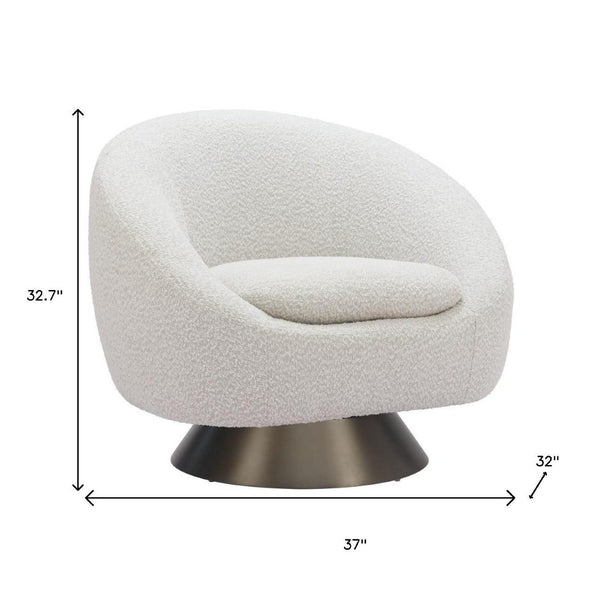HomeRoots 37" Gray Upholstered Swivel Arm Chair - Modern Comfort with 360° Rotation for Home & Office Use 668789