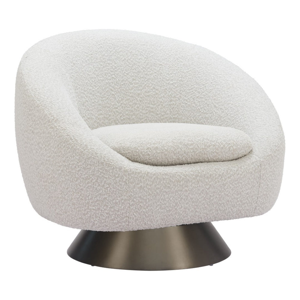HomeRoots 37" Gray Upholstered Swivel Arm Chair - Modern Comfort with 360° Rotation for Home & Office Use 668789
