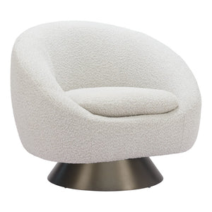 HomeRoots 37" Gray Upholstered Swivel Arm Chair - Modern Comfort with 360° Rotation for Home & Office Use 668789