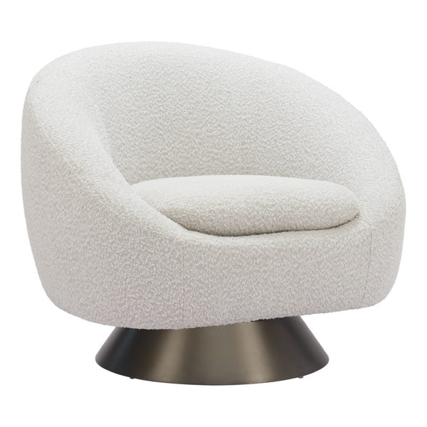 HomeRoots 37" Gray Upholstered Swivel Arm Chair - Modern Comfort with 360° Rotation for Home & Office Use 668789