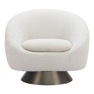 HomeRoots 37" Gray Upholstered Swivel Arm Chair - Modern Comfort with 360° Rotation for Home & Office Use 668789