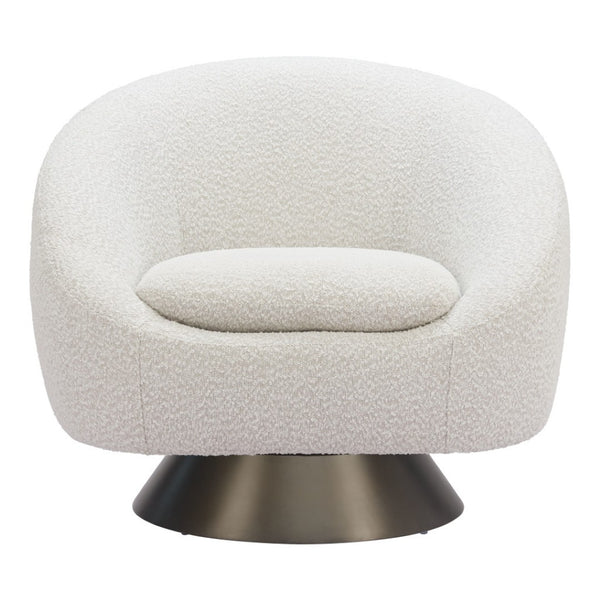 HomeRoots 37" Gray Upholstered Swivel Arm Chair - Modern Comfort with 360° Rotation for Home & Office Use 668789