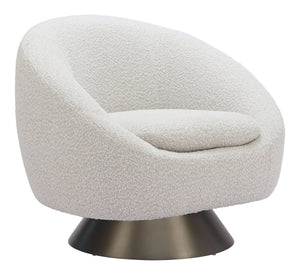 HomeRoots 37" Gray Upholstered Swivel Arm Chair - Modern Comfort with 360° Rotation for Home & Office Use 668789
