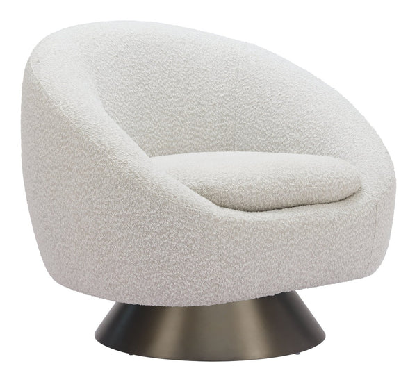 HomeRoots 37" Gray Upholstered Swivel Arm Chair - Modern Comfort with 360° Rotation for Home & Office Use 668789