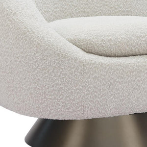 HomeRoots 37" Gray Upholstered Swivel Arm Chair - Modern Comfort with 360° Rotation for Home & Office Use 668789