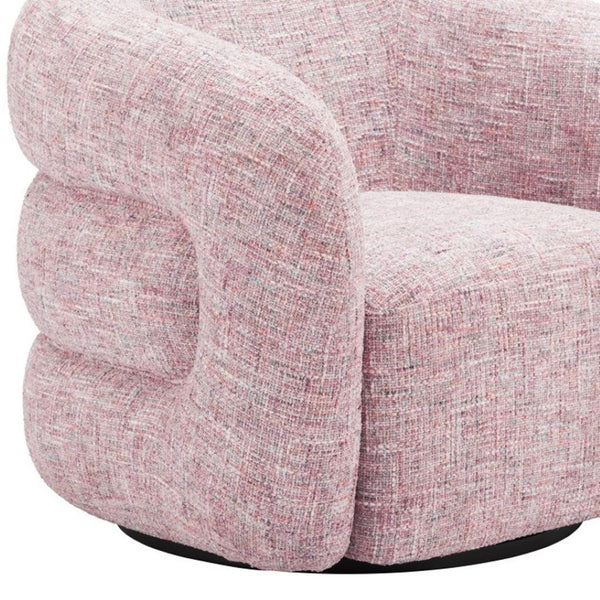 HomeRoots 33" Pink Upholstered Swivel Arm Chair - Modern Comfort & Versatile Style for Home or Office Use 668791