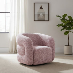 HomeRoots 33" Pink Upholstered Swivel Arm Chair - Modern Comfort & Versatile Style for Home or Office Use 668791