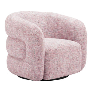 HomeRoots 33" Pink Upholstered Swivel Arm Chair - Modern Comfort & Versatile Style for Home or Office Use 668791