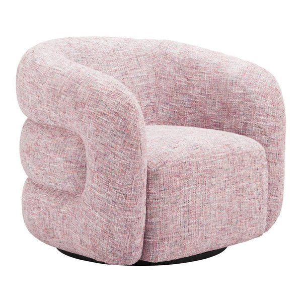 HomeRoots 33" Pink Upholstered Swivel Arm Chair - Modern Comfort & Versatile Style for Home or Office Use 668791