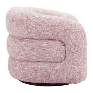 HomeRoots 33" Pink Upholstered Swivel Arm Chair - Modern Comfort & Versatile Style for Home or Office Use 668791