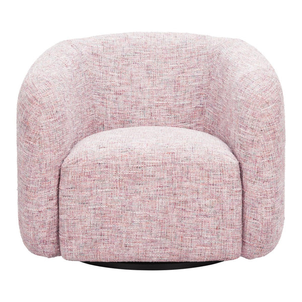 HomeRoots 33" Pink Upholstered Swivel Arm Chair - Modern Comfort & Versatile Style for Home or Office Use 668791